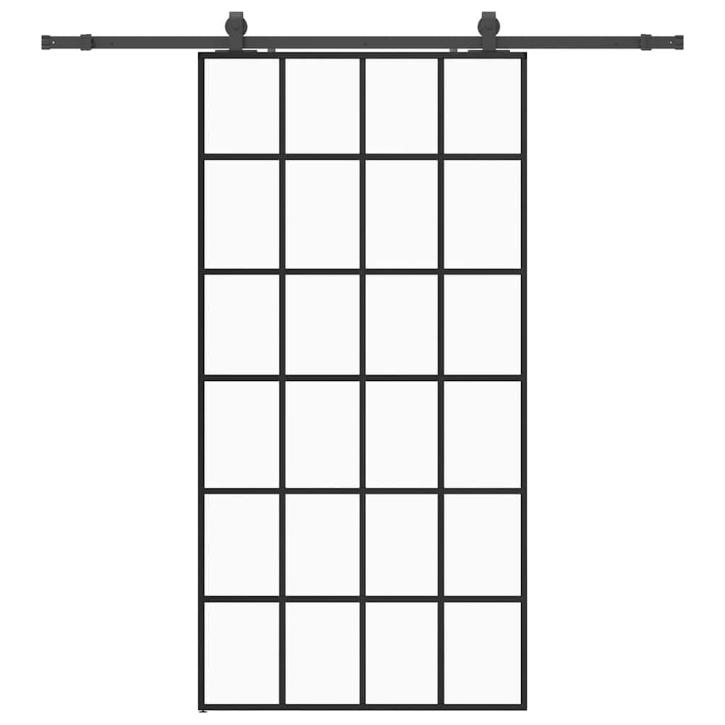 Schuifdeur met beslagset 102x205 cm ESG glas zwart