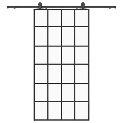 Schuifdeur met beslagset 102x205 cm ESG glas zwart