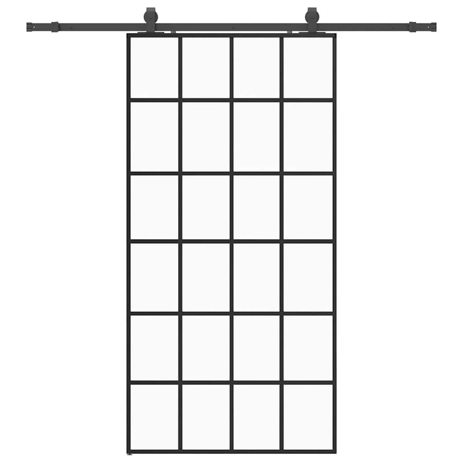 Schuifdeur met beslagset 102x205 cm ESG glas zwart