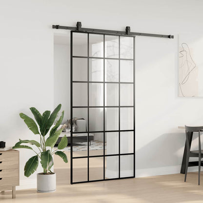 Schuifdeur met beslagset 102x205 cm ESG glas zwart