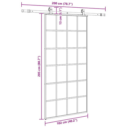 Schuifdeur met beslagset 102x205 cm ESG glas zwart