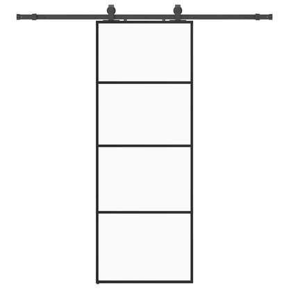Schuifdeur met beslagset 76x205 cm ESG glas zwart