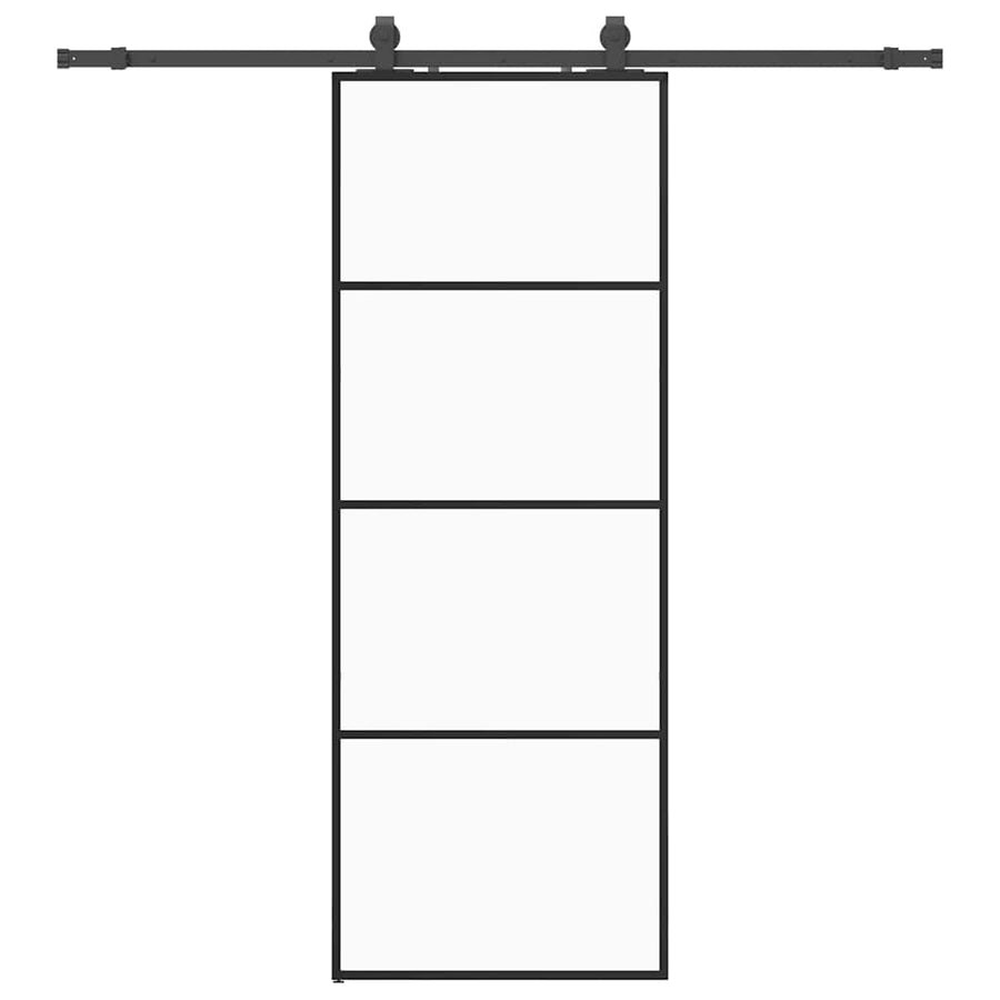Schuifdeur met beslagset 76x205 cm ESG glas zwart