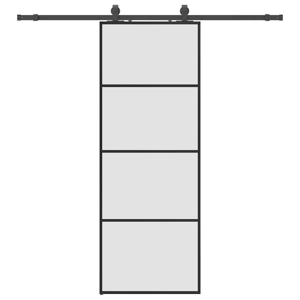 Schuifdeur met beslagset 76x205 cm ESG glas zwart