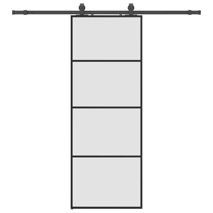 Schuifdeur met beslagset 76x205 cm ESG glas zwart
