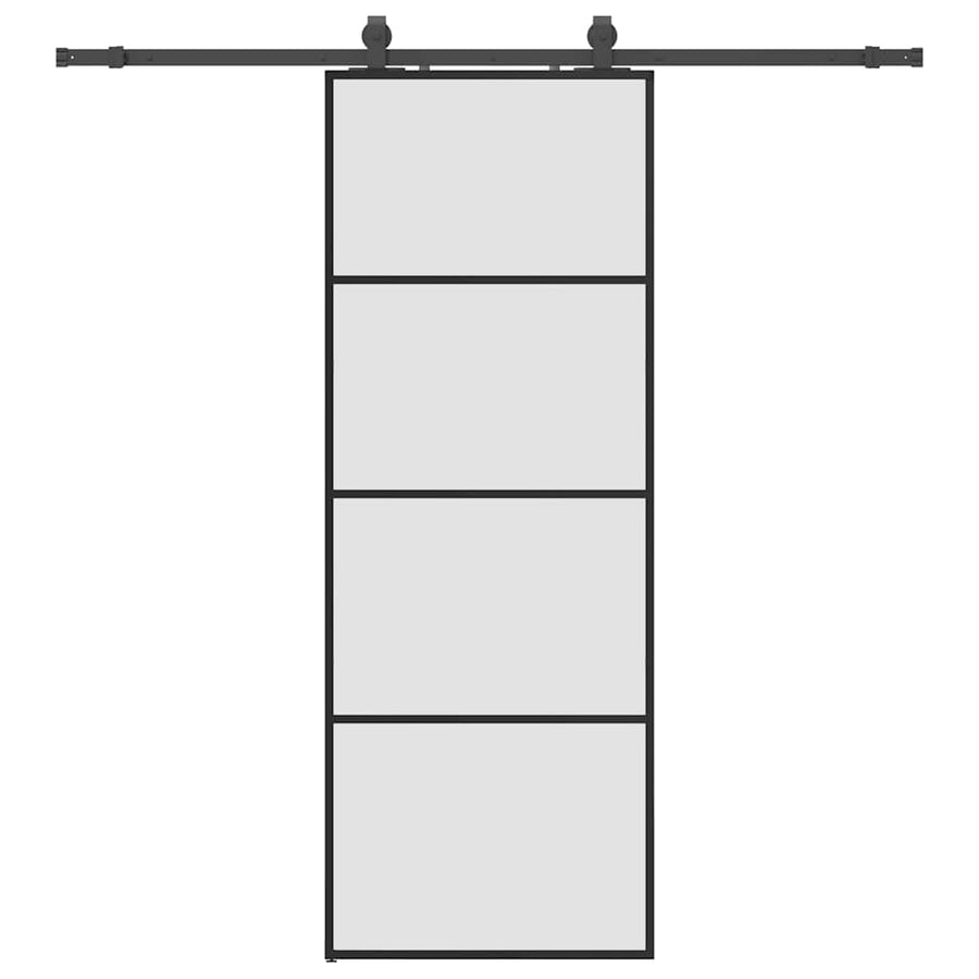 Schuifdeur met beslagset 76x205 cm ESG glas zwart