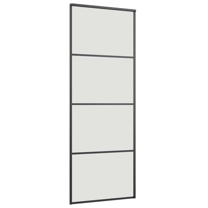 Schuifdeur met beslagset 76x205 cm ESG glas zwart
