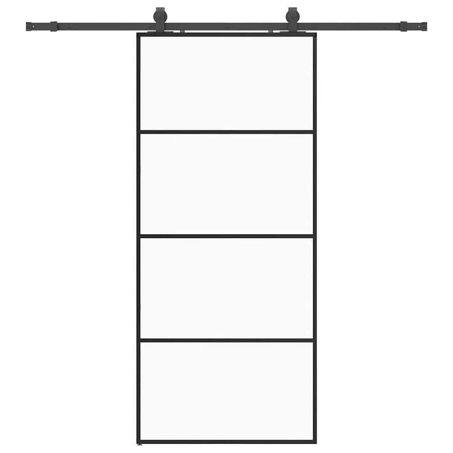Schuifdeur met beslagset 90x205 cm ESG glas zwart