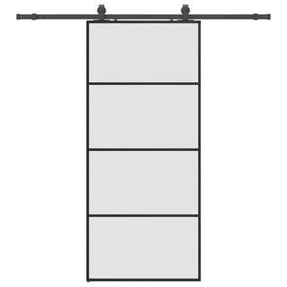 Schuifdeur met beslagset 90x205 cm ESG glas zwart