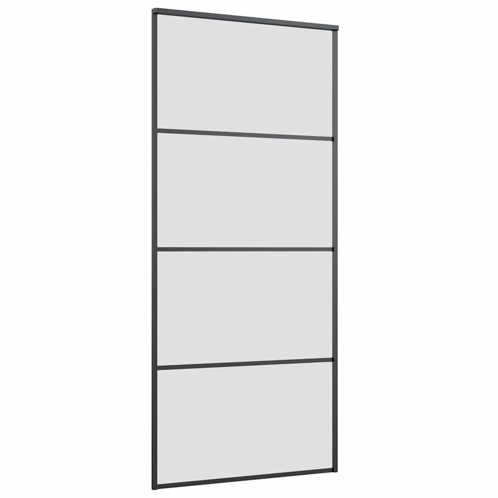 Schuifdeur met beslagset 90x205 cm ESG glas zwart