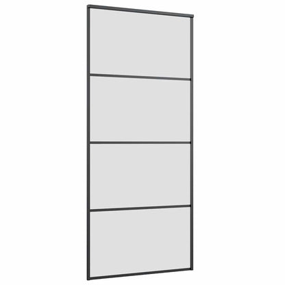 Schuifdeur met beslagset 90x205 cm ESG glas zwart