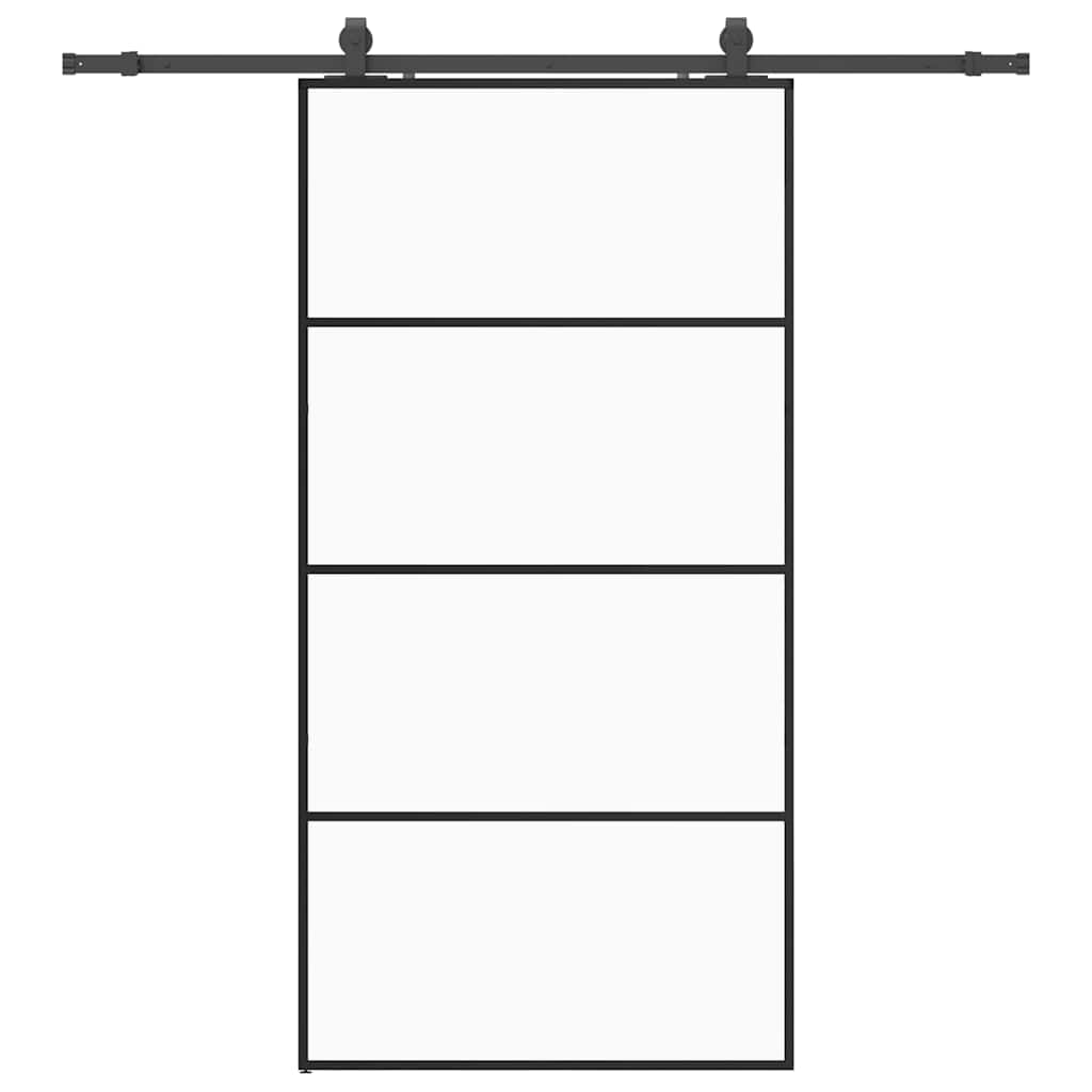 Schuifdeur met beslagset 102,5x205 cm ESG glas zwart