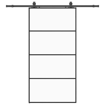 Schuifdeur met beslagset 102,5x205 cm ESG glas zwart