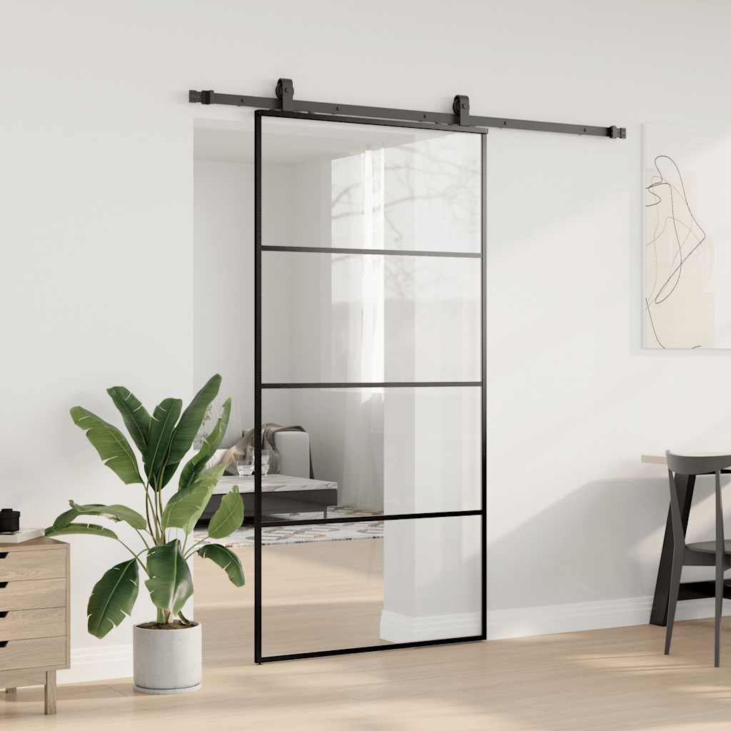 Schuifdeur met beslagset 102,5x205 cm ESG glas zwart