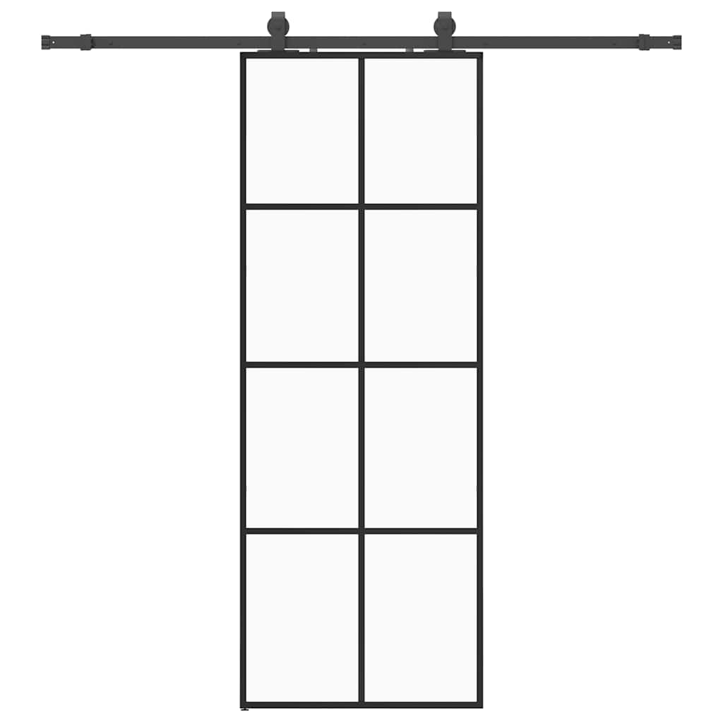Schuifdeur met beslagset 76x205 cm ESG glas zwart