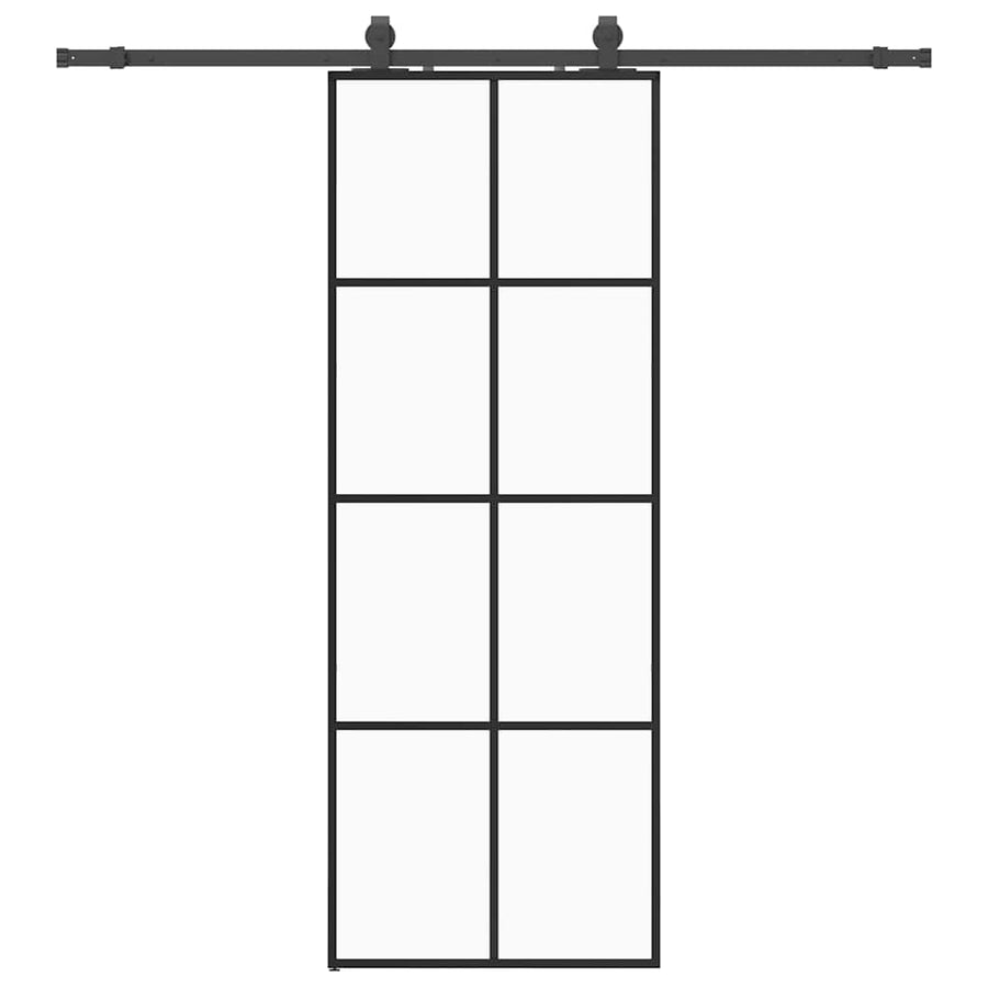 Schuifdeur met beslagset 76x205 cm ESG glas zwart