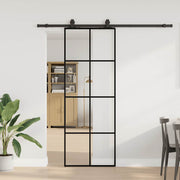 Schuifdeur 76x205 cm ESG glas zwart met beslagset