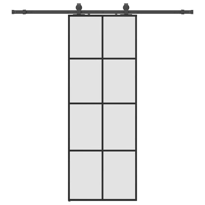 Schuifdeur met beslagset 76x205 cm ESG glas zwart