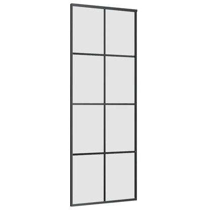Schuifdeur met beslagset 76x205 cm ESG glas zwart