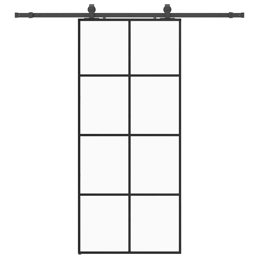 Schuifdeur met beslagset 90x205 cm ESG glas zwart