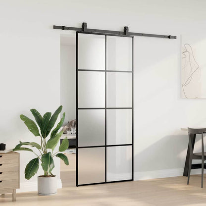 Schuifdeur met beslagset 90x205 cm ESG glas zwart