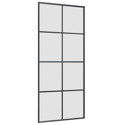 Schuifdeur met beslagset 90x205 cm ESG glas zwart