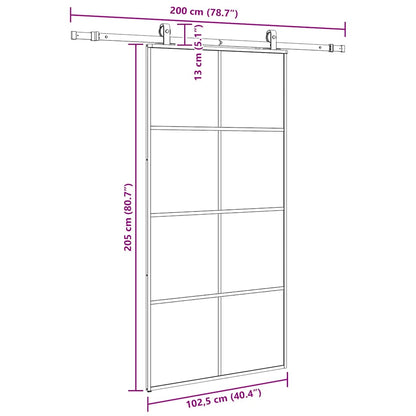 Schuifdeur met beslagset 102,5x205 cm ESG glas zwart