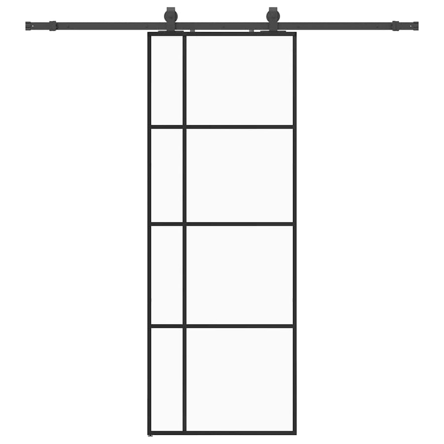 Schuifdeur met beslagset 76x205 cm ESG glas zwart