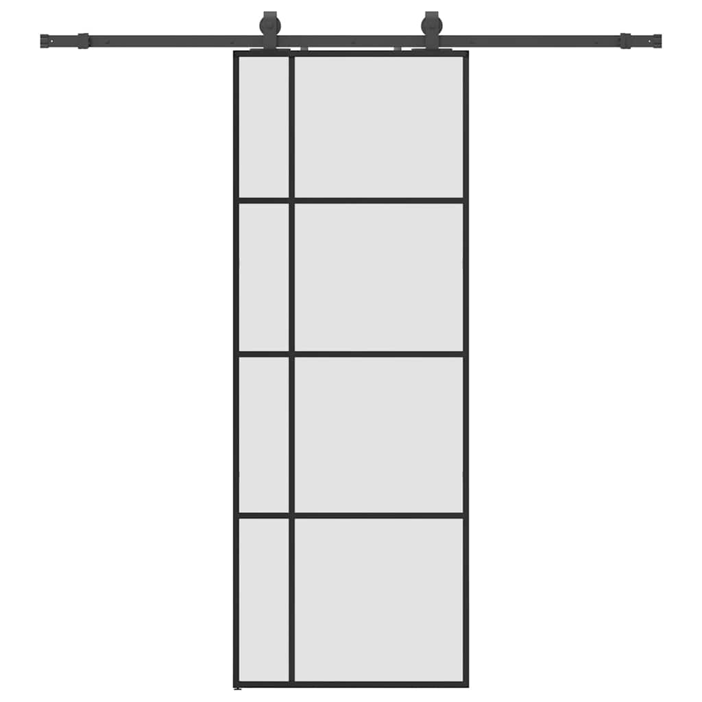 Schuifdeur met beslagset 76x205 cm ESG glas zwart