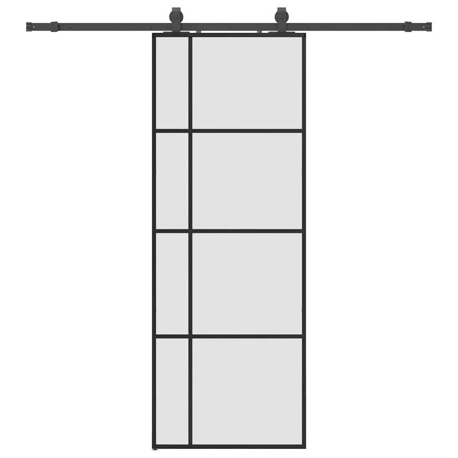 Schuifdeur met beslagset 76x205 cm ESG glas zwart