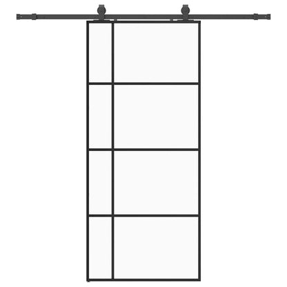 Schuifdeur met beslagset 90x205 cm ESG glas zwart