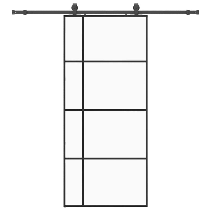 Schuifdeur met beslagset 90x205 cm ESG glas zwart