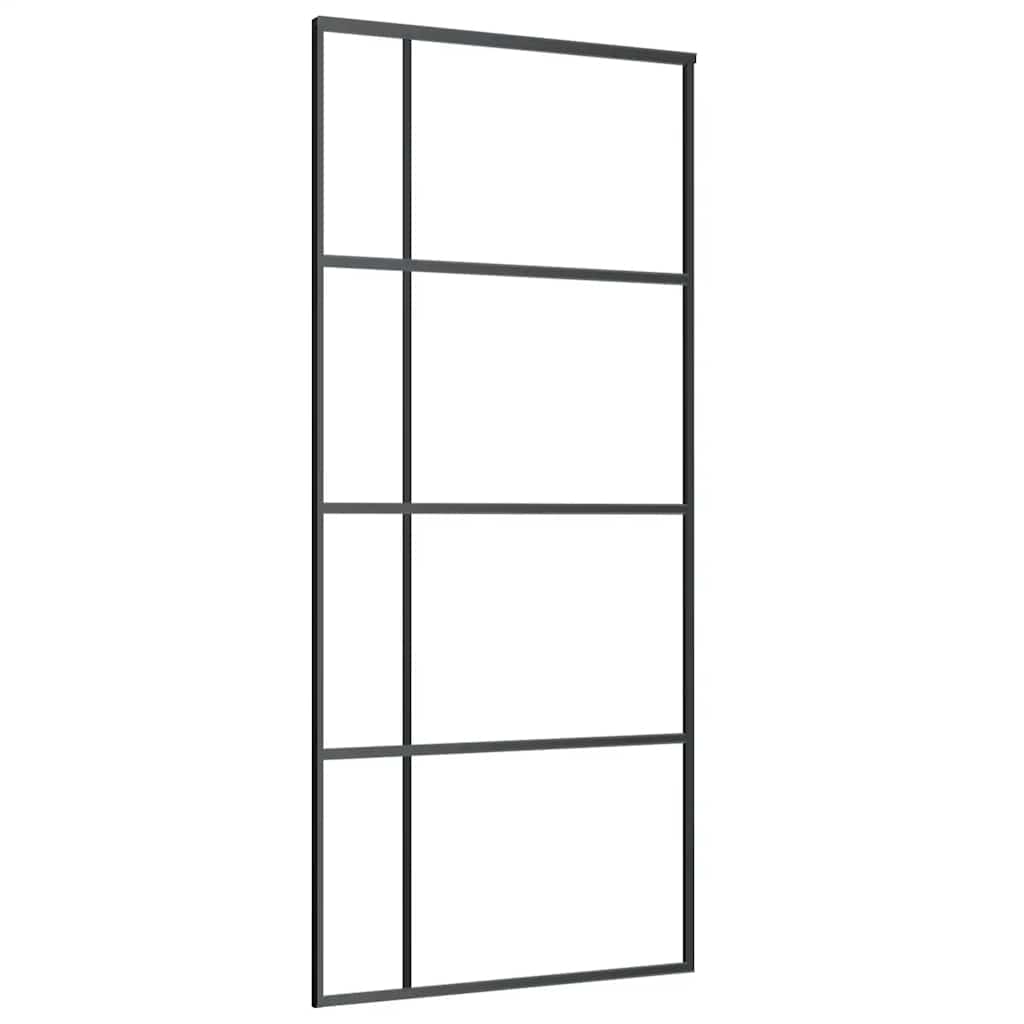 Schuifdeur met beslagset 90x205 cm ESG glas zwart
