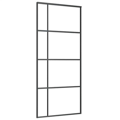 Schuifdeur met beslagset 90x205 cm ESG glas zwart
