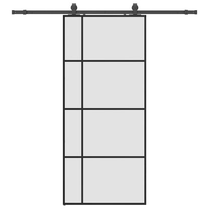 Schuifdeur met beslagset 90x205 cm ESG glas zwart