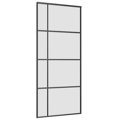 Schuifdeur met beslagset 90x205 cm ESG glas zwart