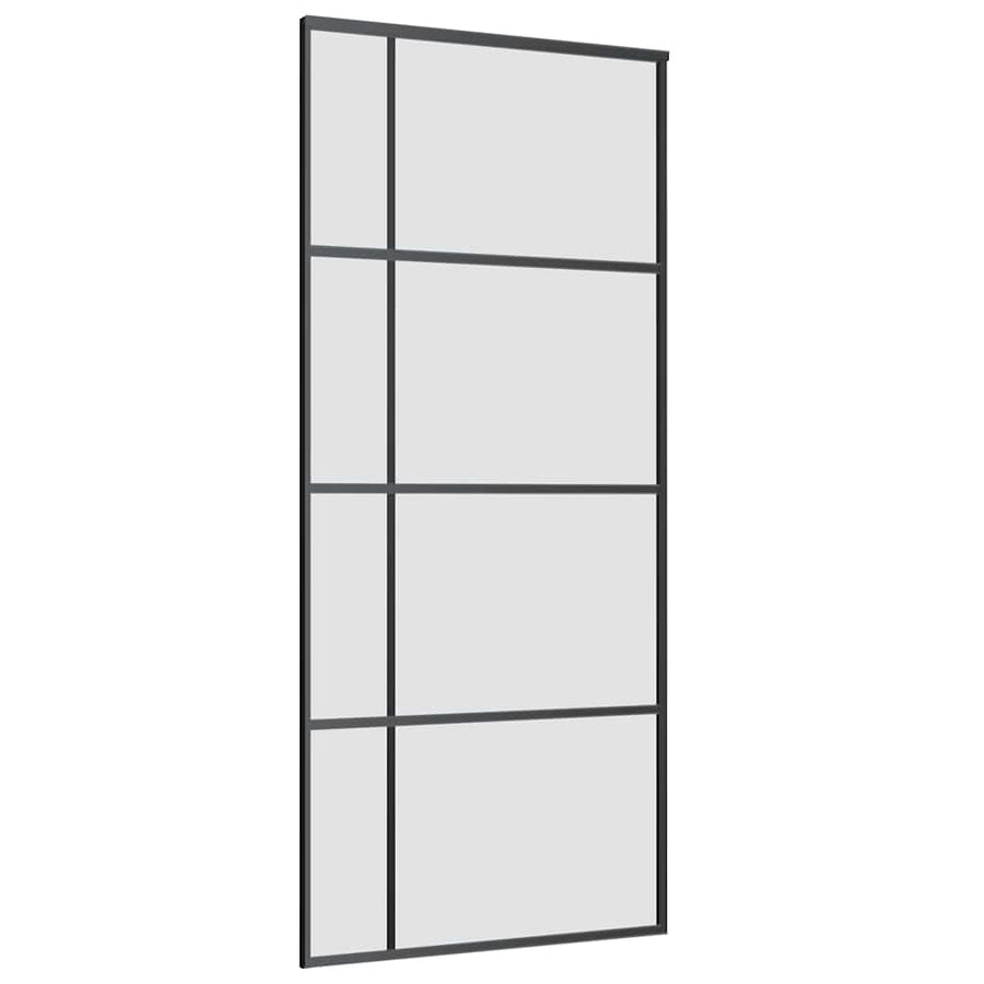 Schuifdeur met beslagset 90x205 cm ESG glas zwart