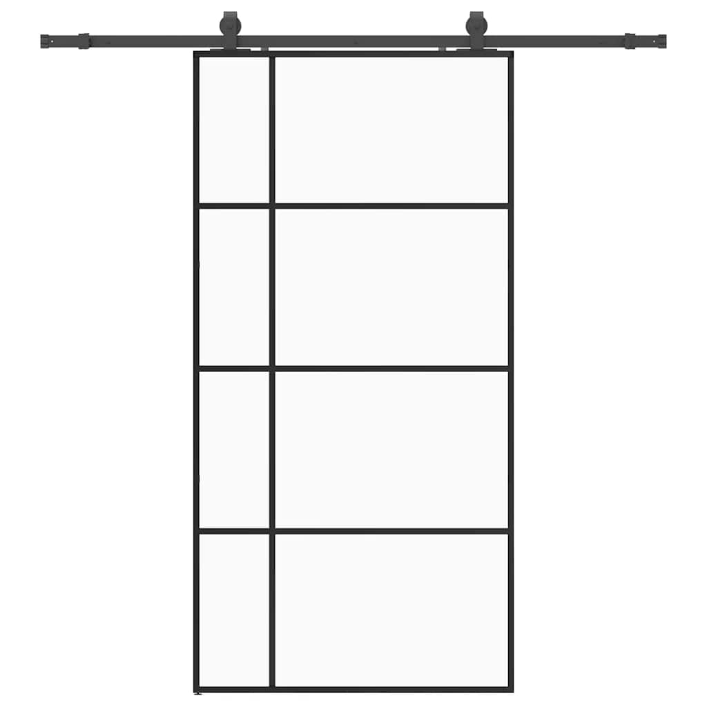 Schuifdeur met beslagset 102,5x205 cm ESG glas zwart