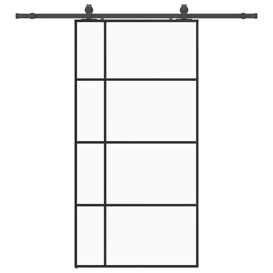 Schuifdeur met beslagset 102,5x205 cm ESG glas zwart