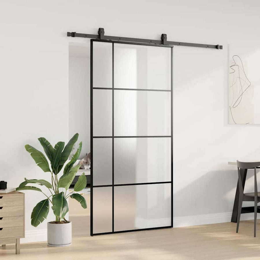 Schuifdeur met beslagset 102,5x205 cm ESG glas zwart
