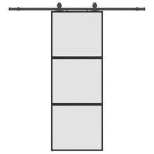 Schuifdeur met beslagset 76x205 cm gehard glas zwart