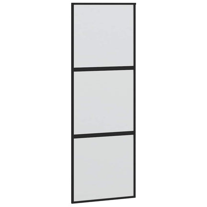 Schuifdeur met beslagset 76x205 cm gehard glas zwart