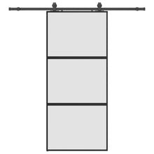 Schuifdeur met beslagset 90x205 cm gehard glas zwart