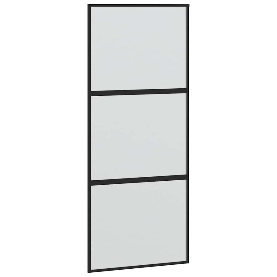 Schuifdeur met beslagset 90x205 cm gehard glas zwart