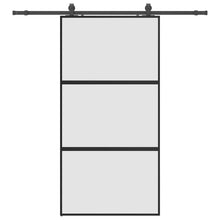 Schuifdeur met beslagset 102,5x205 cm gehard glas zwart