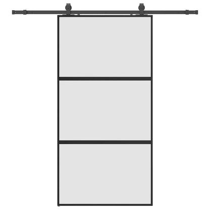 Schuifdeur met beslagset 102,5x205 cm gehard glas zwart
