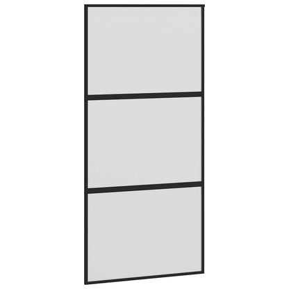 Schuifdeur met beslagset 102,5x205 cm gehard glas zwart