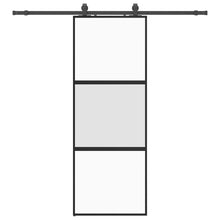 Schuifdeur met beslagset 76x205 cm gehard glas zwart