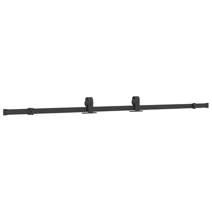 Schuifdeur met beslagset 76x205 cm gehard glas zwart