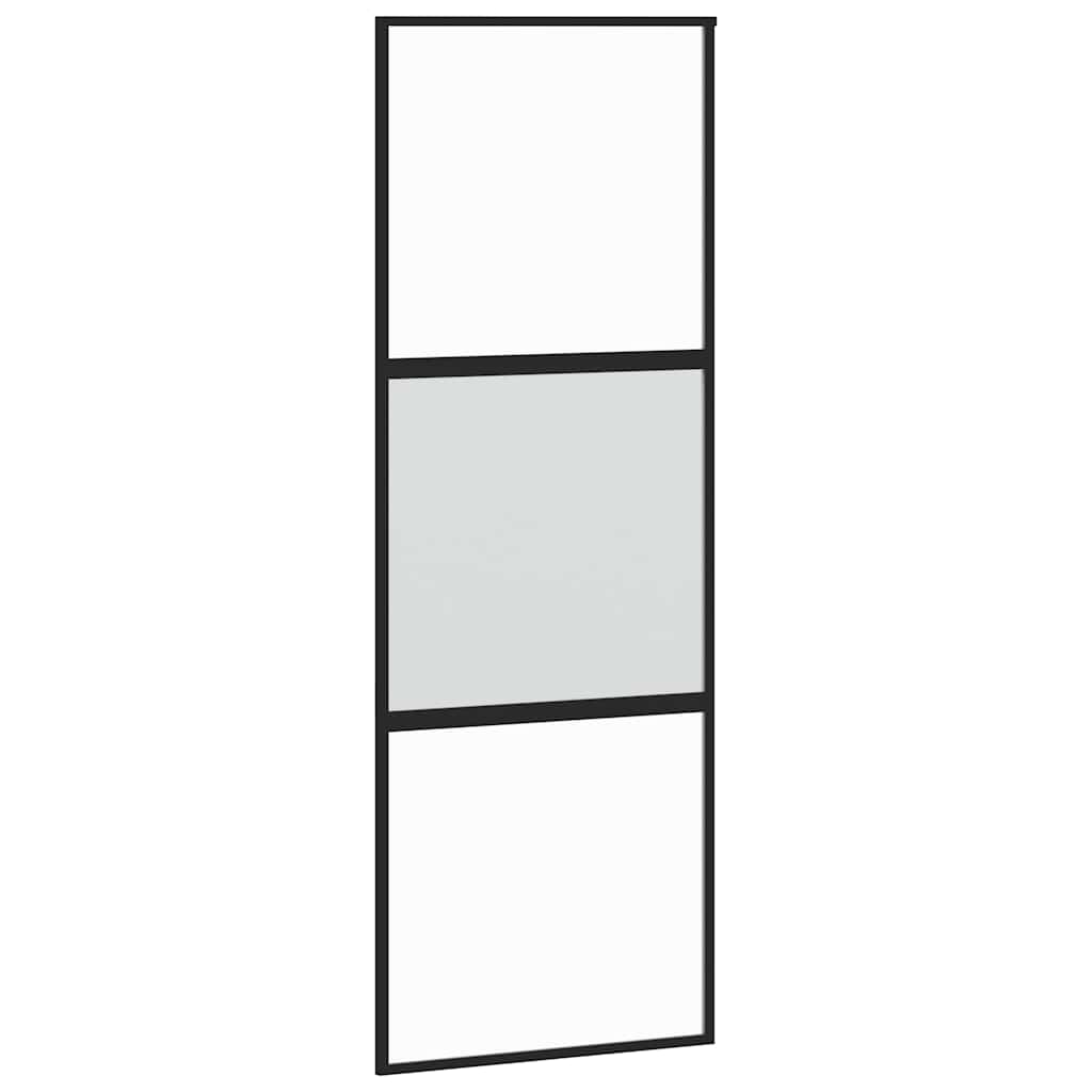 Schuifdeur met beslagset 76x205 cm gehard glas zwart